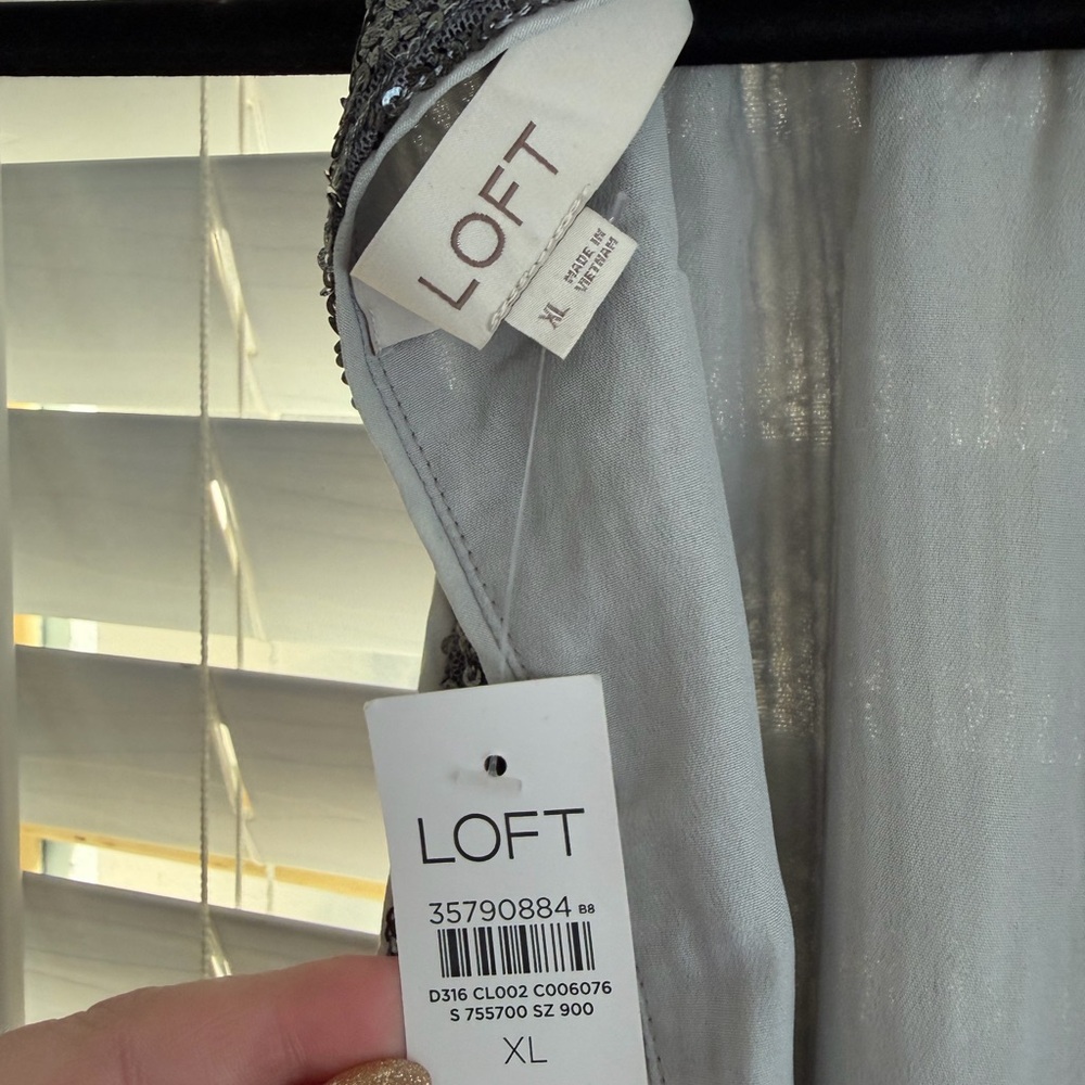 LOFT Shimmering Silver Backless Dress - Picture 6 of 6